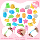 JOYIN 28 Packs Valentines Day Party Cute Mochi Squishy Toy with Valentines Day Cards for Kids
