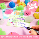 JOYIN 28 Packs Valentines Day Party Cute Mochi Squishy Toy with Valentines Day Cards for Kids