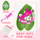 JOYIN 28 Pcs 3" Valentine’s Day Sticky Lizards with Cards for Kids in 7 Colors & 4 Card Designs