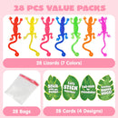 JOYIN 28 Pcs 3" Valentine’s Day Sticky Lizards with Cards for Kids in 7 Colors & 4 Card Designs