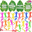 JOYIN 28 Pcs 3" Valentine’s Day Sticky Lizards with Cards for Kids in 7 Colors & 4 Card Designs