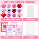 JOYIN 28 Pcs Valentine’s Day Heart Shape Stress Ball with Cards