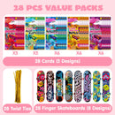 JOYIN 28 Pcs Valentines Day Finger Skateboards with Cards for Kids, Valentine Party Favor