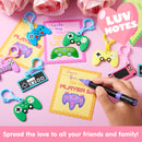 JOYIN 28 Pcs Video Game Keychains, Multi Colored Keychains & Cards with 7 Designs - Valentines Day Gift