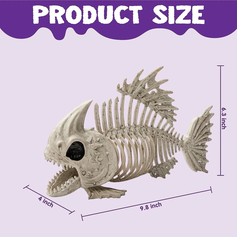 JOYIN 2Pcs 9.5in Halloween Fish Skeleton Animal Plastic Bones with Posable Joints