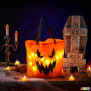 2Pcs Halloween LED Light Pumpkin Buckets Trick or Treat Bags Reusable Goody Bucket