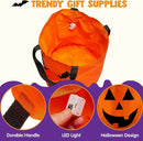 2Pcs Halloween LED Light Pumpkin Buckets Trick or Treat Bags Reusable Goody Bucket