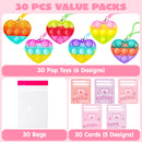 JOYIN 30 Packs Valentine's Day Gift Cards with Heart Pop Bubble Keychain Stress Relief Fidget Toys for Kids