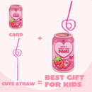 JOYIN 32 Pcs Valentine's Day Crazy Straws with Can Drink Cards