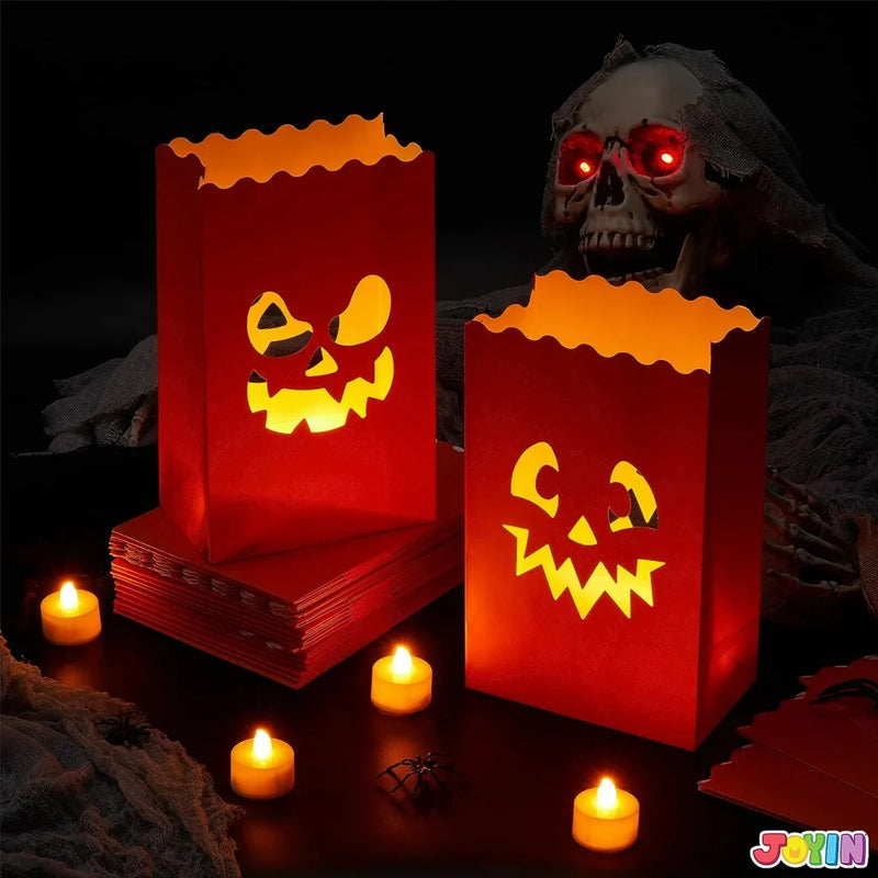 JOYIN 36Pcs Halloween Flame Resistant Pumpkin Paper Bags Lanterns