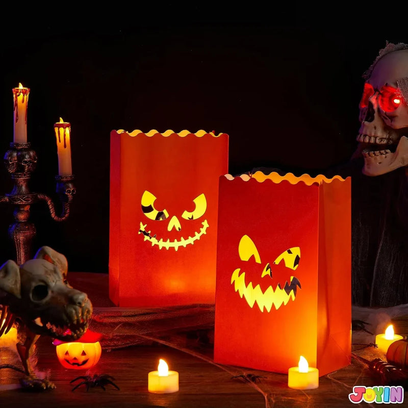 JOYIN 36Pcs Halloween Flame Resistant Pumpkin Paper Bags Lanterns