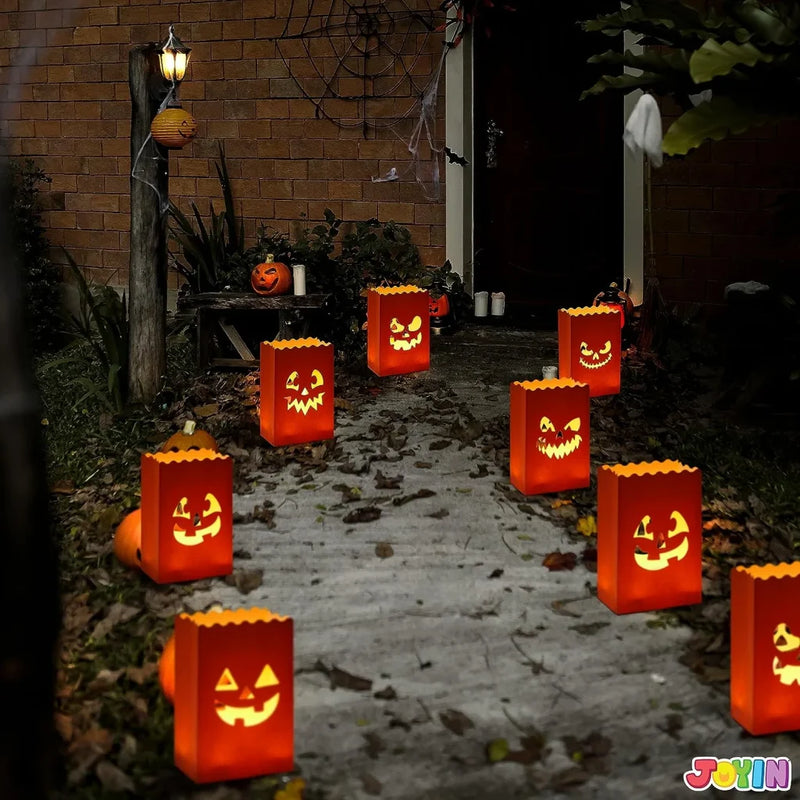 JOYIN 36Pcs Halloween Flame Resistant Pumpkin Paper Bags Lanterns