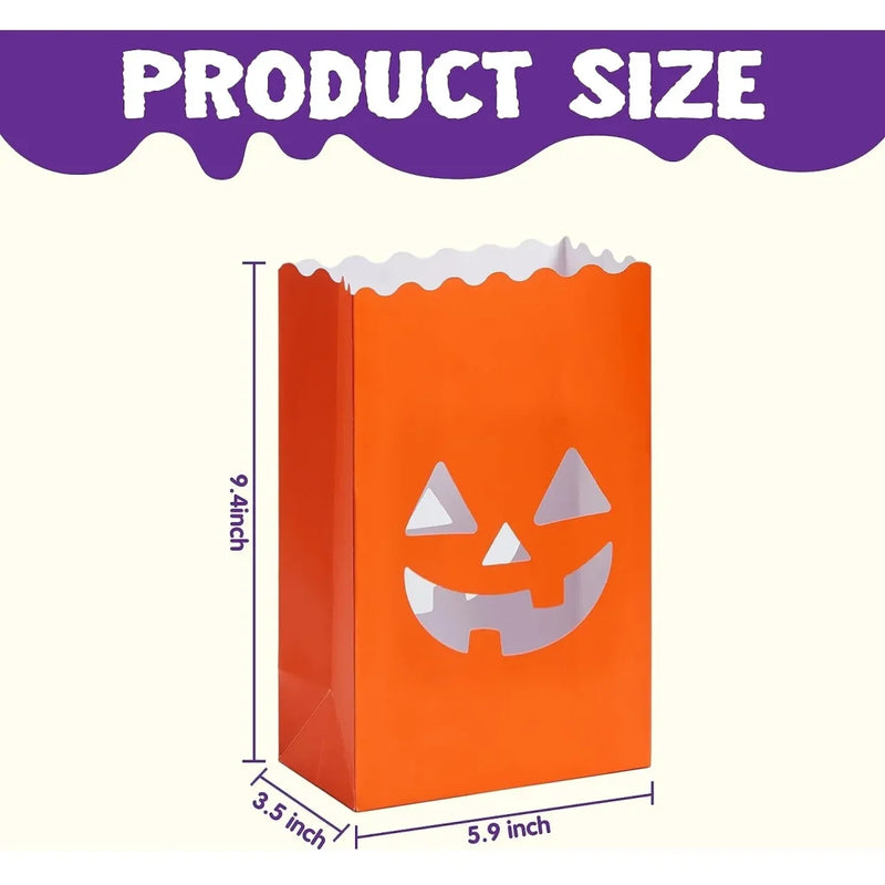 JOYIN 36Pcs Halloween Flame Resistant Pumpkin Paper Bags Lanterns