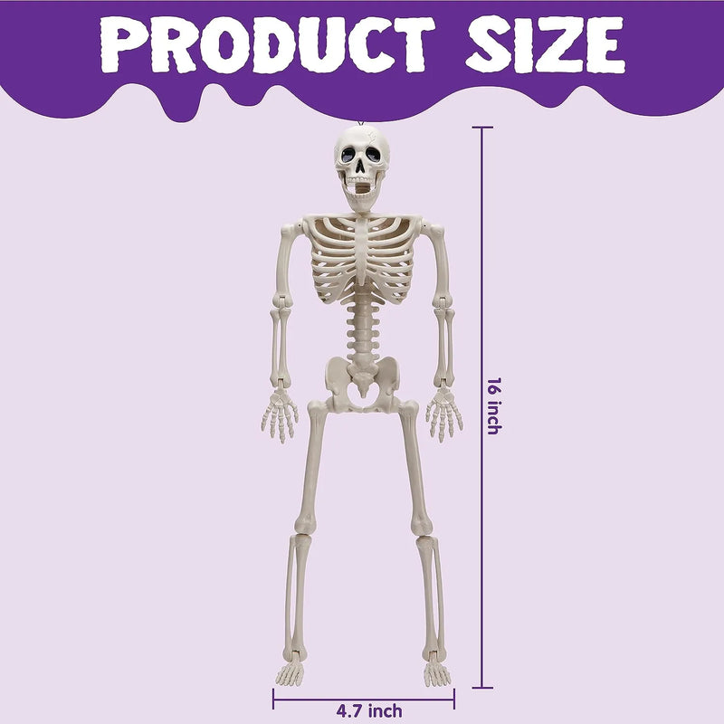 JOYIN 3Pcs 16in Halloween Hanging Skeletons Full Body Movable Posable Joints Plastic Bones