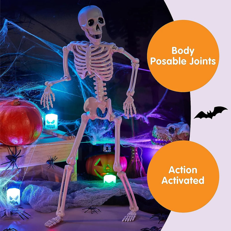 JOYIN 3Pcs 16in Halloween Hanging Skeletons Full Body Movable Posable Joints Plastic Bones