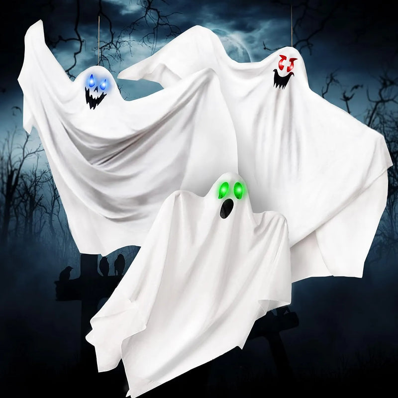 JOYIN 3Pcs 35.4in Halloween Light-up Hanging Ghost Decoration for Halloween Spooky residence Prop