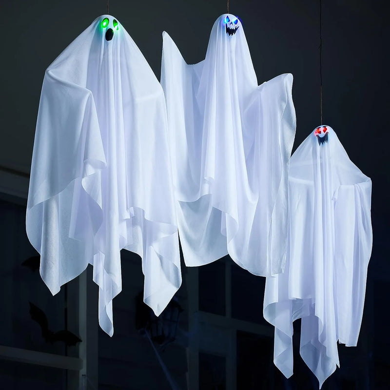 JOYIN 3Pcs 35.4in Halloween Light-up Hanging Ghost Decoration for Halloween Spooky residence Prop