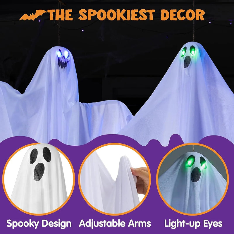 JOYIN 3Pcs 35.4in Halloween Light-up Hanging Ghost Decoration for Halloween Spooky residence Prop