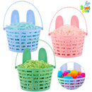 JOYIN 3 Pcs Easter Plastic Baskets with Bunny Ears & Shredded Paper Grass