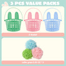 JOYIN 3 Pcs Easter Plastic Baskets with Bunny Ears & Shredded Paper Grass
