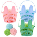 JOYIN 3 Pcs Easter Plastic Baskets with Bunny Ears & Shredded Paper Grass