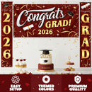 3Pcs Maroon & Gold Satin Graduation Backdrop Banners Class of 2026 Party Decor Supplies