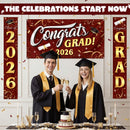 3Pcs Maroon & Gold Satin Graduation Backdrop Banners Class of 2026 Party Decor Supplies