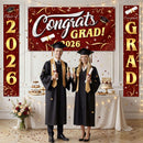 3Pcs Maroon & Gold Satin Graduation Backdrop Banners Class of 2026 Party Decor Supplies