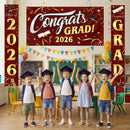 3Pcs Maroon & Gold Satin Graduation Backdrop Banners Class of 2026 Party Decor Supplies