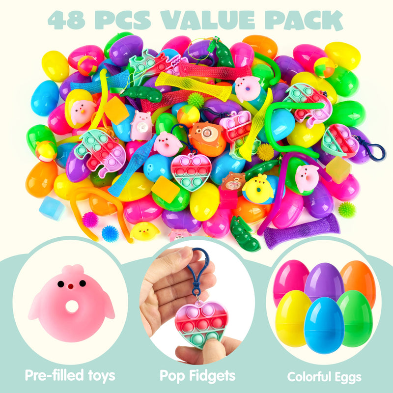 JOYIN 48 Pcs Prefilled Easter Eggs with Assorted Toys for Easter Egg ...