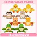 JOYIN 48 Pcs Valentine’s Greeting Cards Candy Holder Cards for Kids Holiday Reward Prizes
