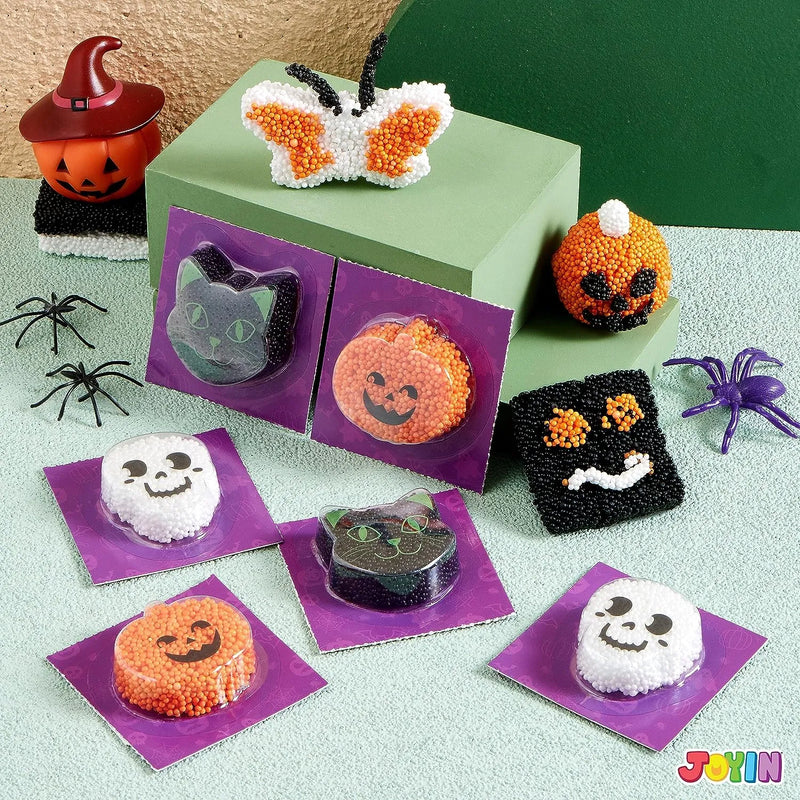 JOYIN 4Pcs Halloween Sensory Play Modeling Squashy Bead Foam Set for Kids