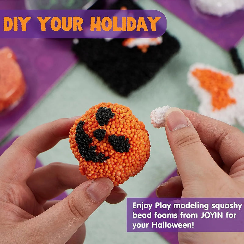 JOYIN 4Pcs Halloween Sensory Play Modeling Squashy Bead Foam Set for Kids