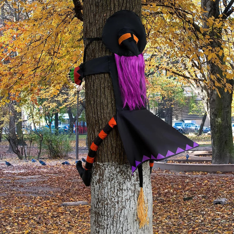 JOYIN 55in Halloween Crashing Witch Decoration with Purple Hair