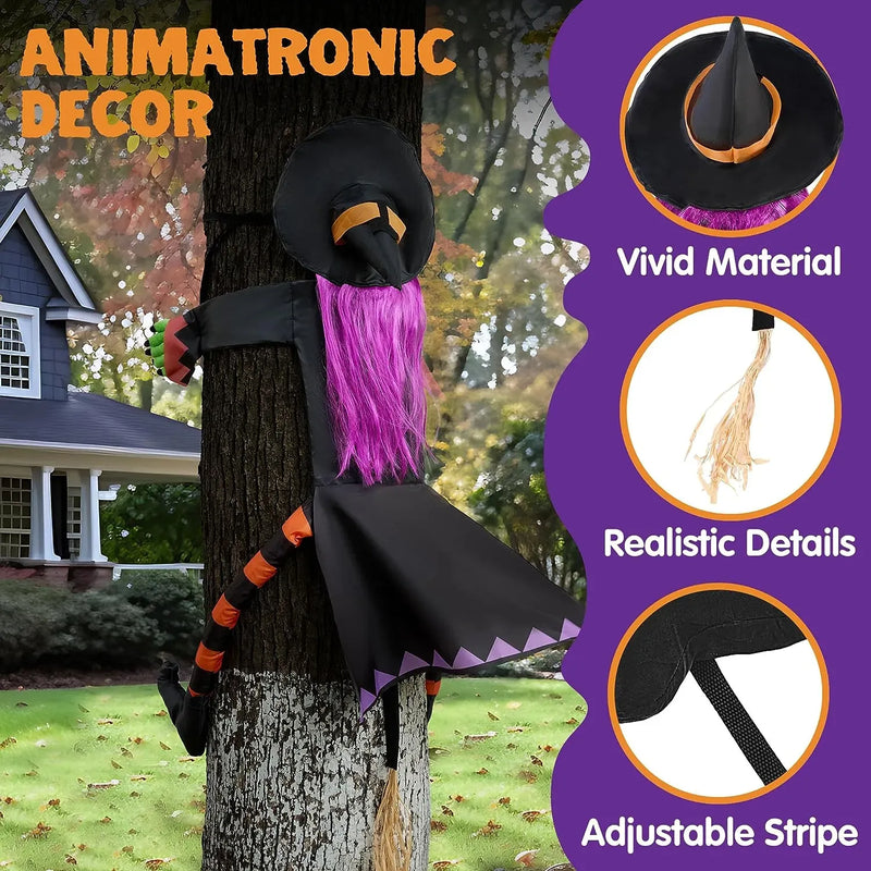 JOYIN 55in Halloween Crashing Witch Decoration with Purple Hair