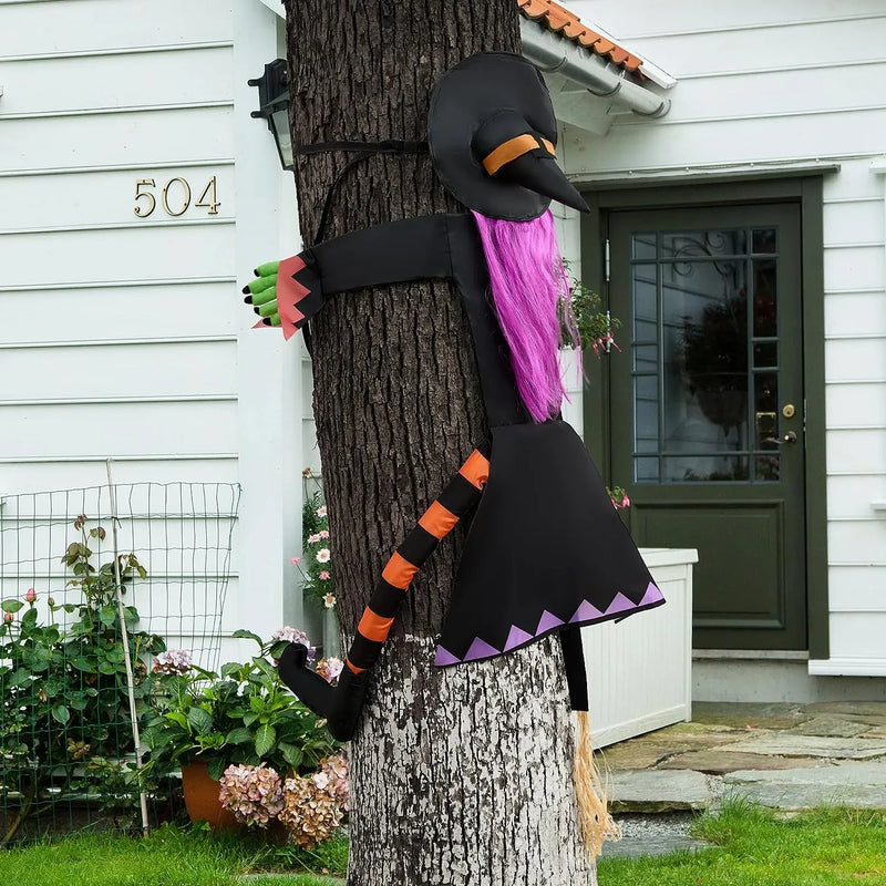 JOYIN 55in Halloween Crashing Witch Decoration with Purple Hair