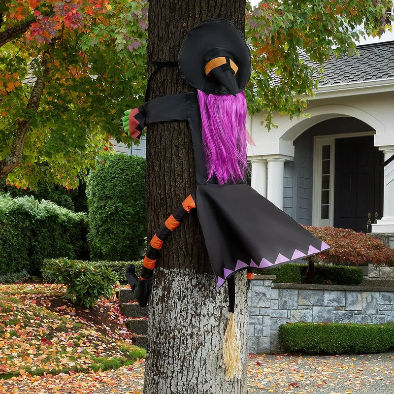 JOYIN 55in Halloween Crashing Witch Decoration with Purple Hair