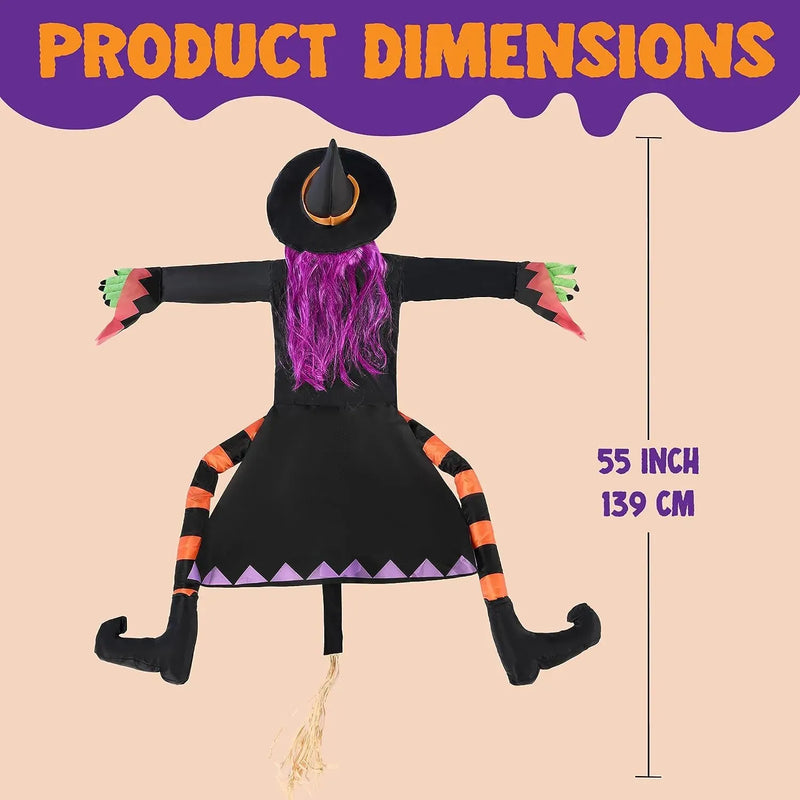 JOYIN 55in Halloween Crashing Witch Decoration with Purple Hair