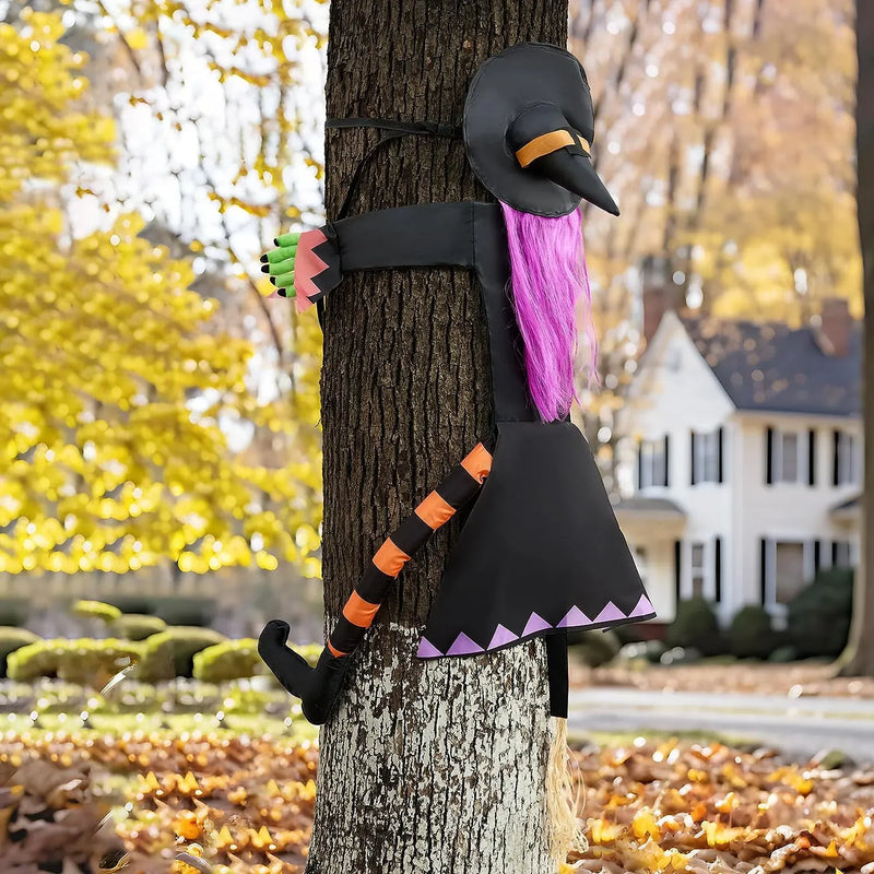 JOYIN 55in Halloween Crashing Witch Decoration with Purple Hair