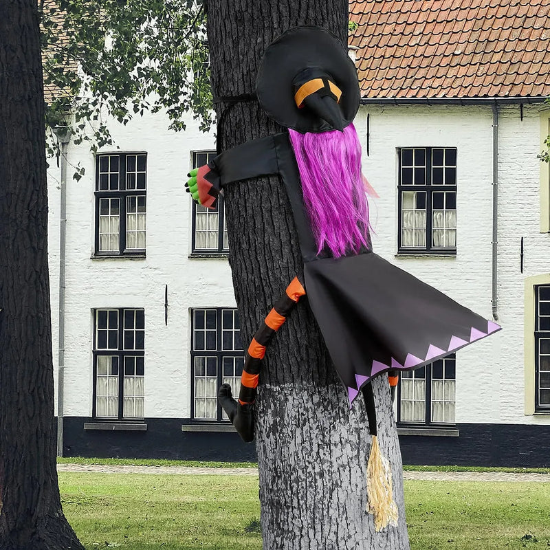 JOYIN 55in Halloween Crashing Witch Decoration with Purple Hair