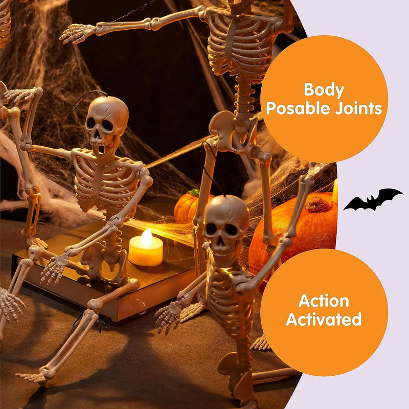 5 PCS Posable Halloween Skeletons 16 Inches Full Body Posable Joints