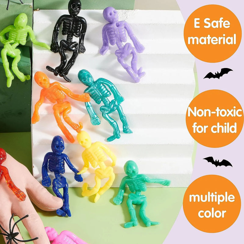 72 PCS Halloween Stretchy Skeleton Toys Trick Or Treat Goodie Bags Fillers