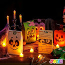 72PCS Halloween Treat Bags, 6 Styles Trick or Treat Paper Bags with Stickers, Halloween Goodie Bags for Kids