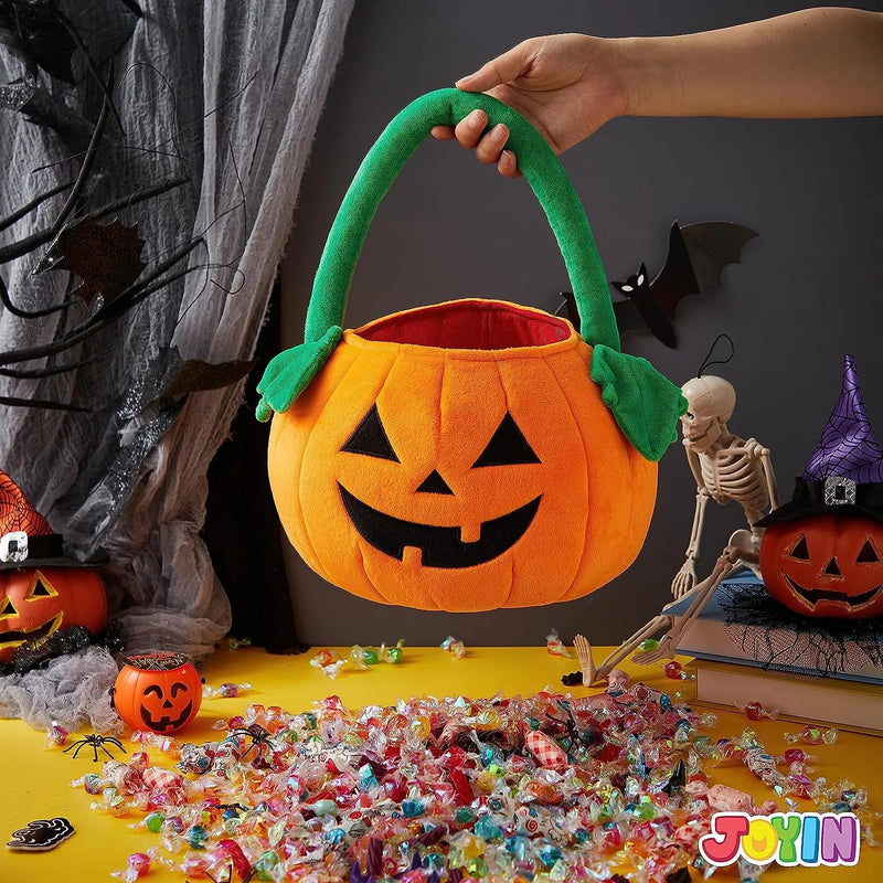 JOYIN Halloween Pumpkin Plush Tote Bucket Candy Trick or Treat Bag