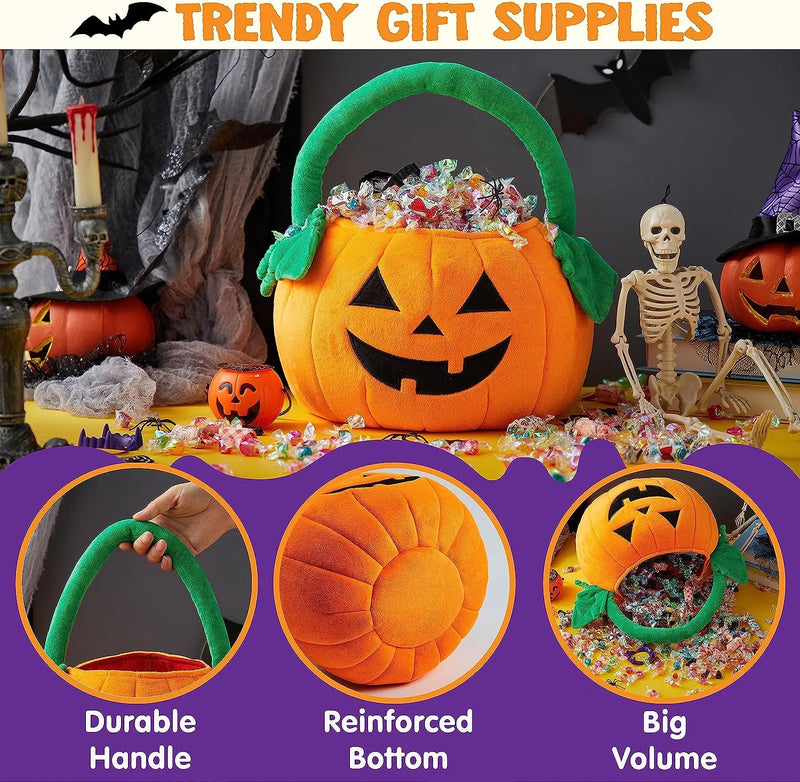 JOYIN Halloween Pumpkin Plush Tote Bucket Candy Trick or Treat Bag