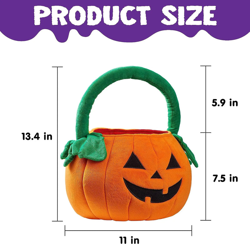 JOYIN Halloween Pumpkin Plush Tote Bucket Candy Trick or Treat Bag