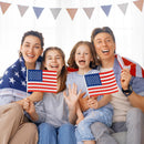 JOYIN Patriotic 11" x 8" Fabric USA Flags with Wooden Poles - 12 Pcs