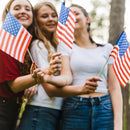 JOYIN Patriotic 11" x 8" Fabric USA Flags with Wooden Poles - 12 Pcs