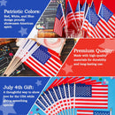 JOYIN Patriotic 11" x 8" Fabric USA Flags with Wooden Poles - 12 Pcs