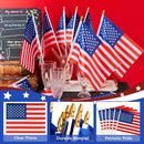 JOYIN Patriotic 11" x 8" Fabric USA Flags with Wooden Poles - 12 Pcs